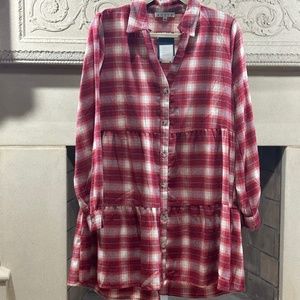 HYFVE Red Plaid Dress/Tunic - Boutique Brand NWT